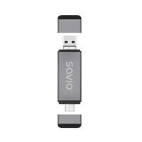 Czytnik kart Savio AK-72 SD 3w1, USB-C+USB 2.0+Micro USB