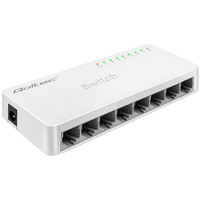 Switch Przełącznik Sieciowy Qoltec 8 Portów | 1000Mbps | Biały