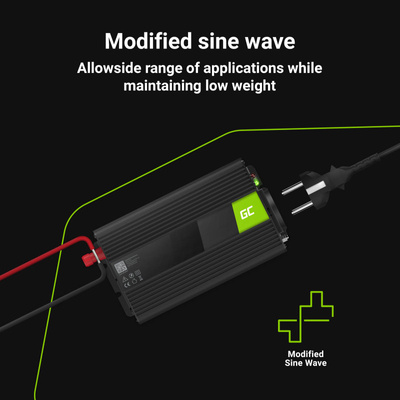 Przetwornica napięcia Inwerter Green Cell INV03DE 12V na 230V 500W / 1000W, modyfikowana sinusoida